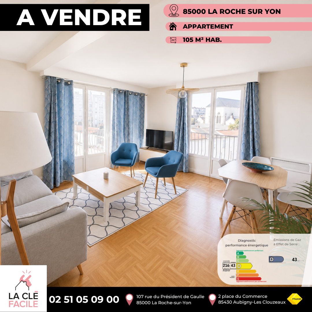 APPARTEMENT A VENDRE CENTRE VILLE LA ROCHE SUR YON 85000